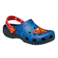 Unisex Crocs Superman Classic Clog featuring a vibrant superhero design for comfortable and casual wear.