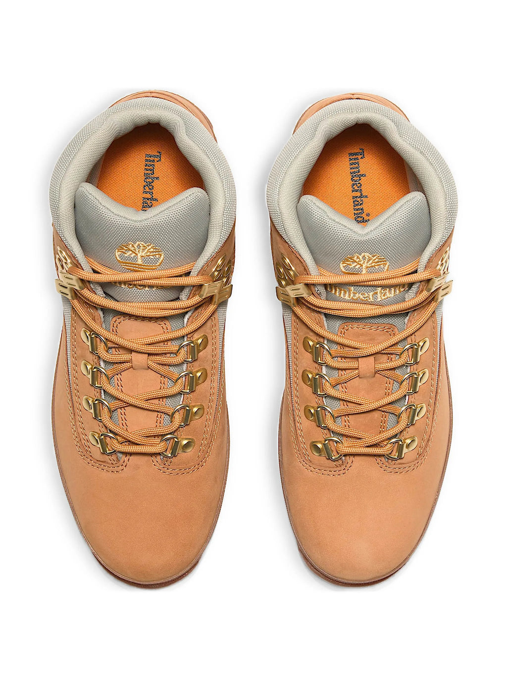 Timberland Euro Hiker Wheat Nubuck boots with rugged design and sturdy lacing, perfect for urban adventures.