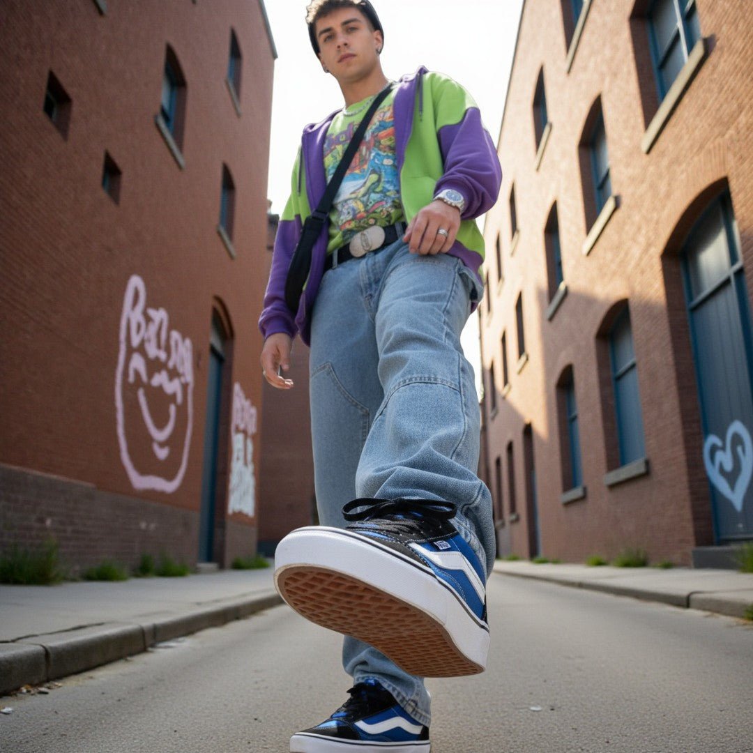 Vans Hylane Originales retro skate shoes in urban style with a Y2K design inspired by Upland in gray and black colors.