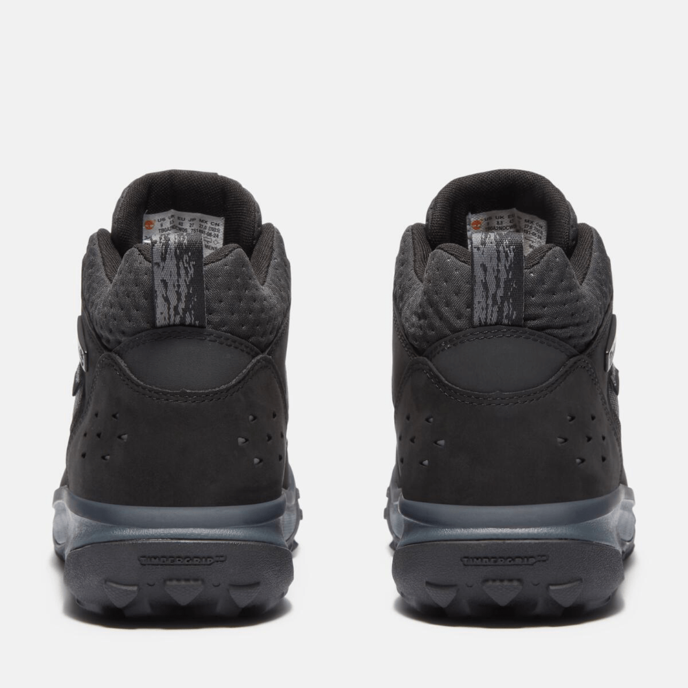 Black Timbercush Motion 7 Mid Lace Up Sneakers for men, featuring maximum cushioning and urban style.