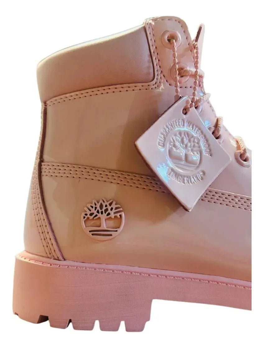 Botas Timberland Premium 6-Inch rosa para mujer, calzado urbano impermeable con estilo y máxima comodidad.