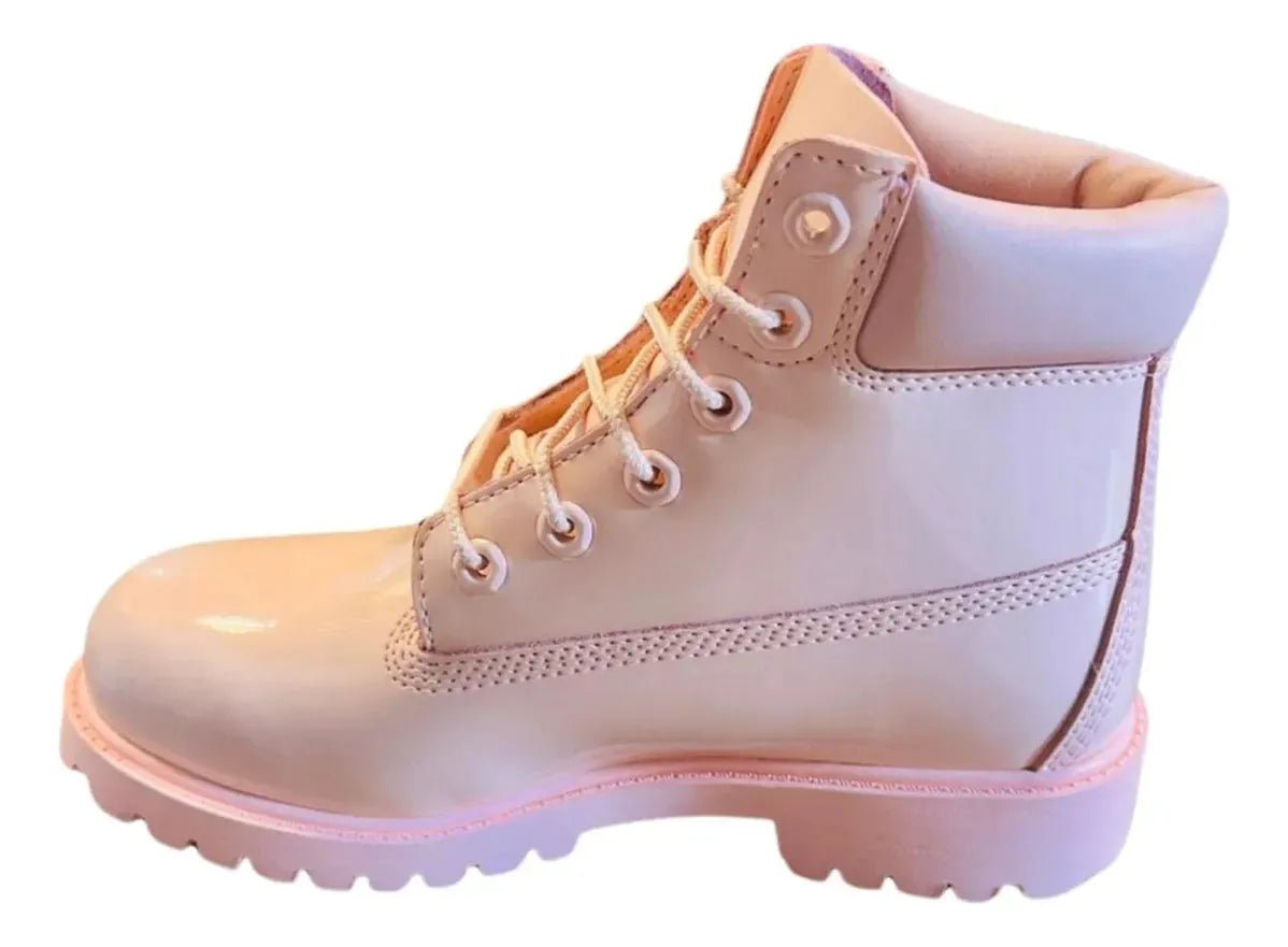Botas Timberland Premium 6-Inch rosa, calzado urbano impermeable para mujer, diseño cómodo y moderno.