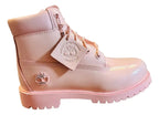 Botas Timberland Premium 6-Inch rosa, calzado urbano impermeable para mujer, con diseño cómodo y elegante.
