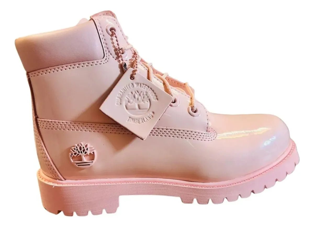 Botas Timberland Premium 6-Inch rosa, calzado urbano impermeable para mujer, con diseño cómodo y elegante.