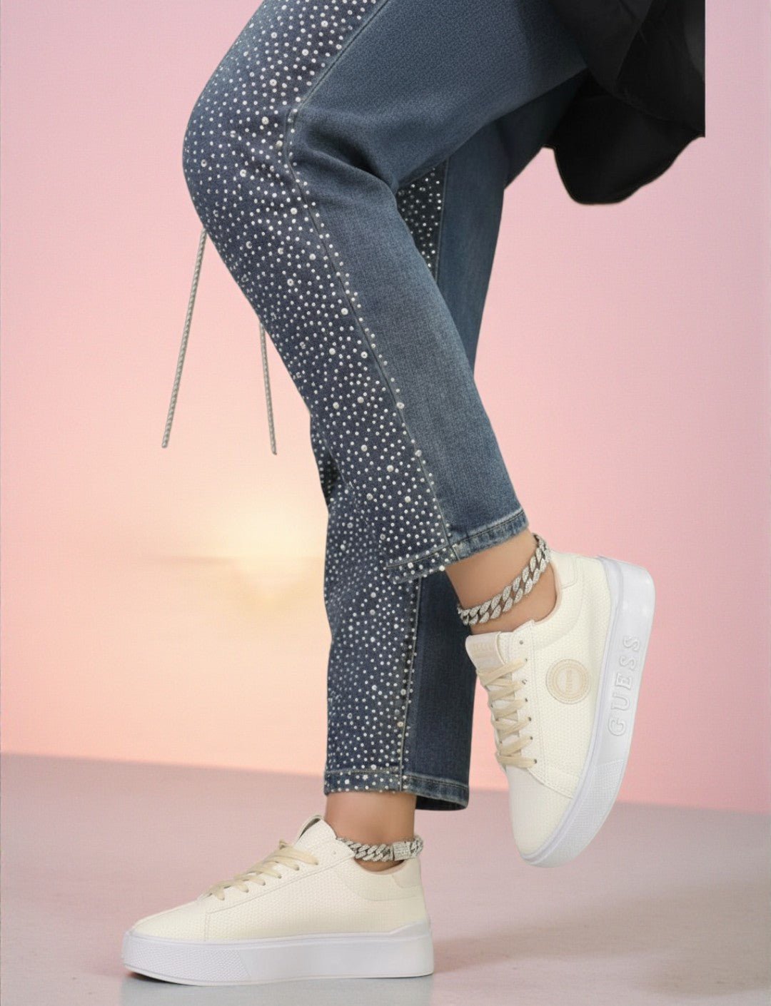 High-quality women's casual sneakers by JMK OUTLET with light breathable design and attractive reliefs for daily wear.