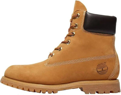 Timberland® Premium 6-Inch waterproof women's boots in cafe color, featuring a sturdy urban design and lace-up style.